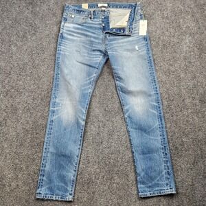 American Eagle AE77 Selvedge Jeans Mens 30x32 Light Blue Wash Button Fly Denim